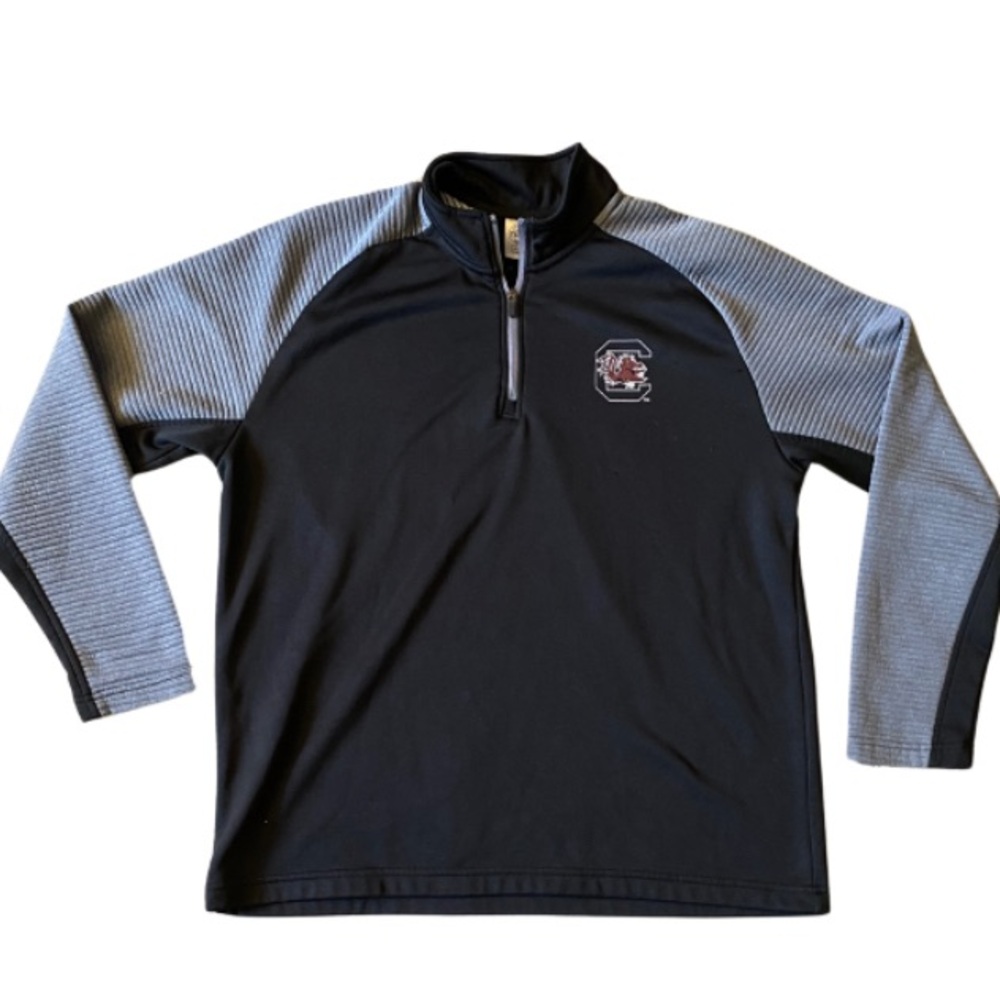 USC GAMECOCKS MEN’S Black Gray 1/4 Zip Pullover Sweater Size L (42/44)